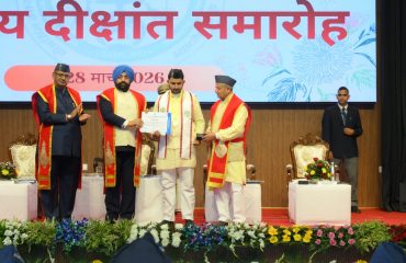 The Governor conferring degrees and titles upon students on the occasion of the 3rd Convocation Ceremony of Veer Chandra Singh Garhwali Uttarakhand University of Horticulture and Forestry, Bharsar.