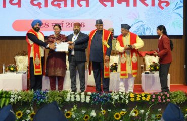 The Governor conferring degrees and titles upon students on the occasion of the 3rd Convocation Ceremony of Veer Chandra Singh Garhwali Uttarakhand University of Horticulture and Forestry, Bharsar.