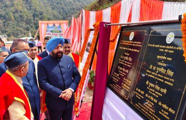 The Governor laying the foundation stone for the construction of the Administrative and Academic Blocks, as well as the Transit Hostel, and inaugurating the Multipurpose Building at Veer Chandra Singh Garhwali Uttarakhand University of Horticulture and Forestry, Bharsar.