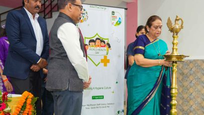 First Lady Smt. Gurmeet Kaur inaugurating the program organized at Lok Bhavan under the aegis of Reckitt and Plan India on the occasion of World Health Day.