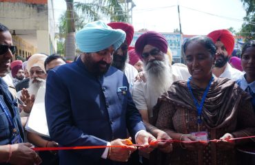The school fraternity welcoming the Governor at the Government Senior Secondary School, Jalal Usman, Amritsar.