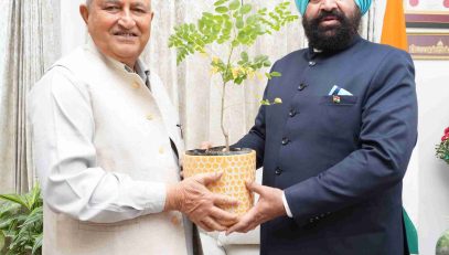 Padma Shri Premchand Sharma paying a courtesy call on the Governor.