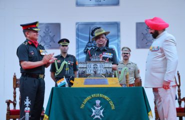 The Governor at the Sainik Sammelan held at the Garhwal Rifles Regimental Centre, Lansdowne.