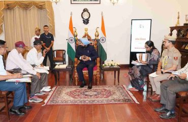 The Governor listening to the grievances of ex-servicemen, their dependents, and citizens hailing from remote areas during the 'Lok Milan' program held at Lok Bhavan.