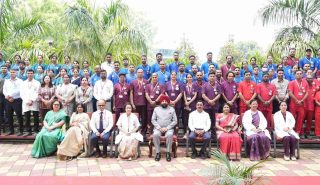 The Governor with officials and medical staff of AIIMS Rishikesh on the occasion of the program titled 