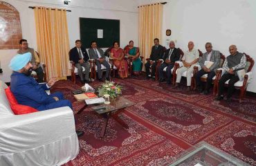 The Governor conducting a review meeting on the quality of higher education, research, and innovation with the Vice-Chancellor and Deans of Kumaun University
