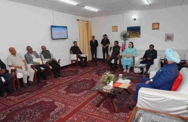 The Governor conducting a review meeting on the quality of higher education, research, and innovation with the Vice-Chancellor and Deans of Kumaun University at the DBS Campus.