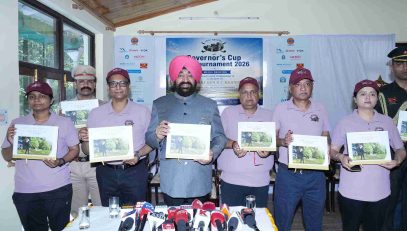 The Governor releasing the coffee table book titled ‘A Celebration of Golf, Nature and Heritage,’ based on the Lok Bhavan Golf Course, Nainital.