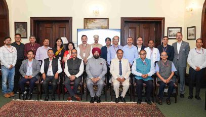The Governor with the Vice-Chancellor and faculty members of the Uttarakhand Open University present at the event.
