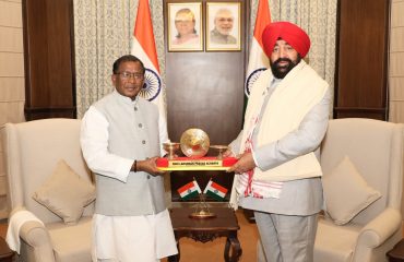 Governor pays a courtesy call on the Governor of Assam, Shri Lakshman Prasad Acharya, at Lok Bhavan, Guwahati.