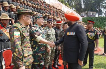 The Governor interacting with Army personnel during the grand Attestation Parade of the 7th batch of Agniveers of the Assam Regiment, held at the Assam Regimental Centre in Shillong.
