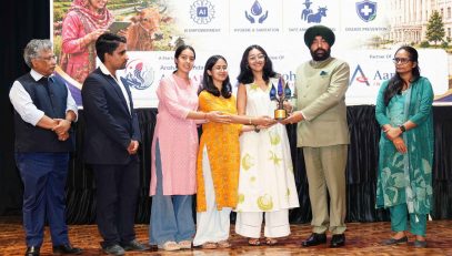 The Governor felicitating girl students