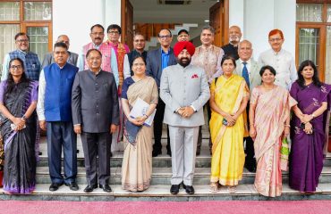 The Governor with the Vice-Chancellors of the state's public universities at Lok Bhavan.