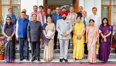 The Governor with the Vice-Chancellors of the state's public universities at Lok Bhavan.