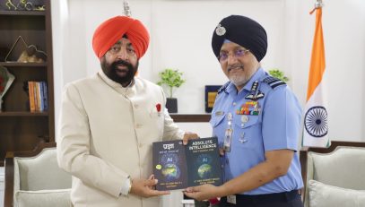 Governor today received a courtesy call in New Delhi from Chief of Integrated Defence Staff, Air Marshal Tejinder Singh.