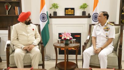 Governor received a courtesy call today in New Delhi from Vice Admiral Ajay Kocchar, Vice Chief of the Indian Navy.