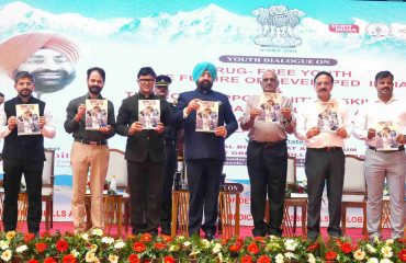 The Governor releasing the 'Yuva Samvad' magazine at the 