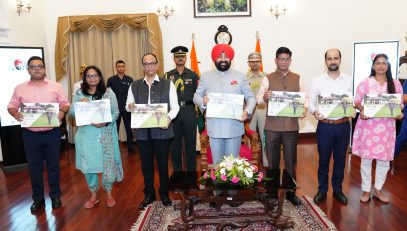 Governor Lieutenant General Gurmit Singh (Retd.) released the coffee table book titled “Five Years of Service, Dedication and Innovation” at Lok Bhavan