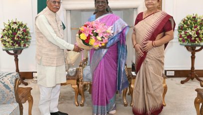 The Governor of Uttarakhand, Dr. Dhal Singh Bisen, paid a courtesy call on the Hon’ble President of India, Smt. Droupadi Murmu, at Rashtrapati Bhavan
