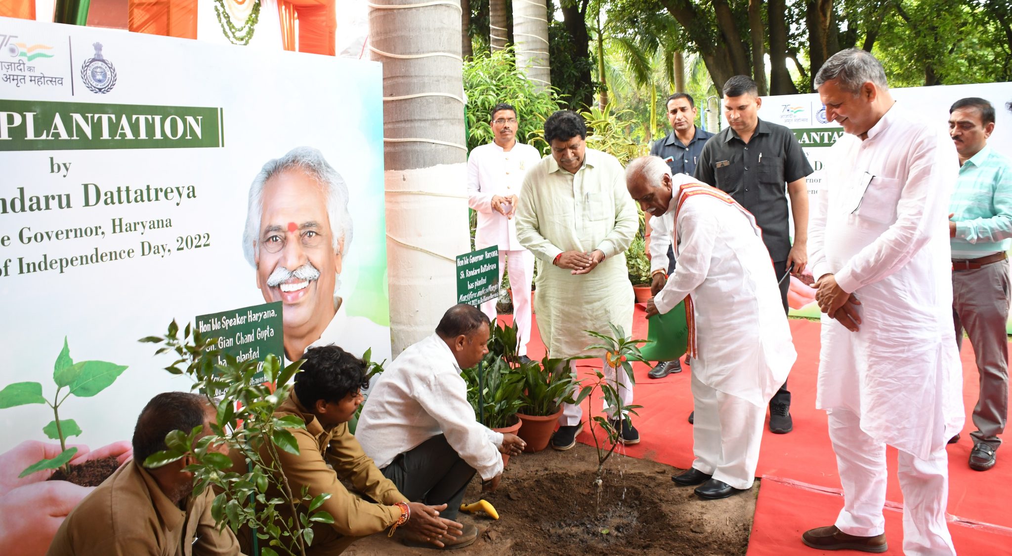 Shri Bandaru Dattatraya planting a sapling in the premises of Raj ...