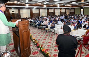 Haryana Governor Prof. Ashim Kumar Ghosh addressing the 44th Annual General Meeting of Haryana State Bharat Scouts and Guides at Lok Bhavan in Chandigarh on July 20, 2026.