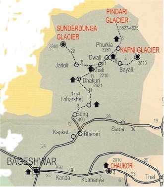 track map of Pindari Glacier