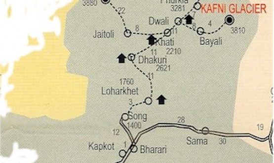 track map of Pindari Glacier