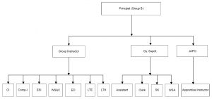 Organization structure for institutes with 76 to 400 trainees