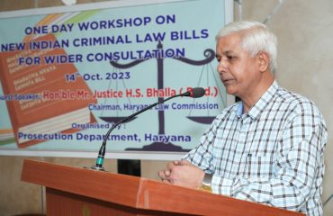 Lectures at ‘One Day Workshop on New Criminal Law Bills’ held on 14.10.2023 at PWD Guest House, Panchkula