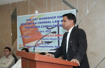 Lecture at PWD Guest House, Panchkula on ‘One Day Workshop on New Criminal Law Bills’ held on 14.10.2023