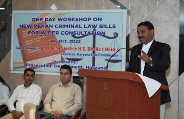 Lecture at PWD Guest House, Panchkula on ‘One Day Workshop on New Criminal Law Bills’ held on 14.10.2023