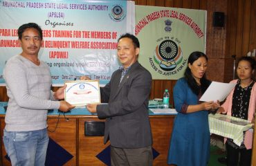 Para Legal Training for the Member of Arunachal Pradesh Delinquent Welfare Association (APDWA)