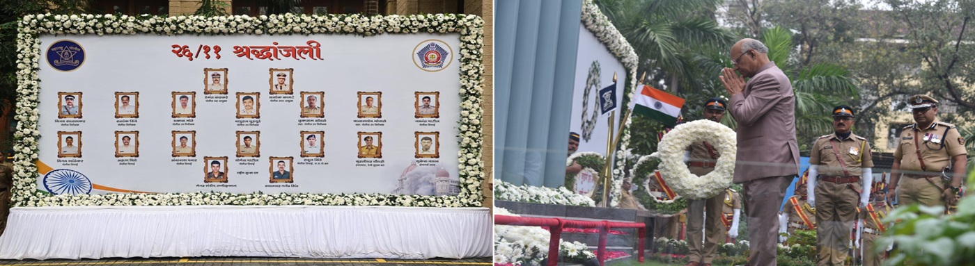 Governor, CM, Dy CM pay tribute to police martyrs on 26 /11 anniversary 26.11.2023: Governor, CM, Dy CM pay tribute to police martyrs on 26 /11 anniversary