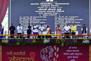 President of India Droupadi Murmu presides over the Golden Jubilee celebration of Shri Warana Women Co-operative Group at Warananagar, Dist. Kolhapur