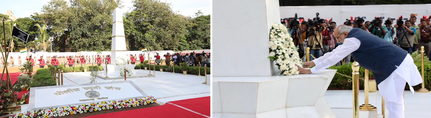 21.10.2024:  Maharashtra Governor C.P. Radhakrishnan accompanied by State Chief Minister Eknath Shinde laid wreaths at the Police Martyrs