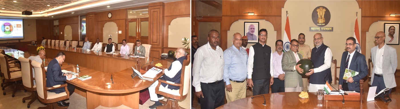 17.03.2025:  राज्यपाल तथा कुलपती सी पी राधाकृष्णन यांनी सोमवारी (दि. १७) दापोली येथील डॉ बाळासाहेब सावंत कोकण कृषी विद्यापीठाच्या कामकाजाचा  आढावा घेतला. कुलगुरु डॉ संजय भावे यांनी राज्यपालांपुढे विद्यापीठाचे विस्तृत सादरीकरण केले.  विद्यापीठाच्या तीन वर्षातील शिक्षण, संशोधन व विस्तार सेवा क्षेत्रातील उपलब्धी, ठाणे जिल्ह्यात शहरी शेतीला चालना, संशोधनाच्या माध्यमातून आत्मनिर्भरता, पशुधन विकास व मत्स्य पालन, शेतकऱ्यांचे समुपदेशन, नाविन्यपूर्ण विस्तार कार्यक्रम, उद्योग जगताशी सहकार्य,  राष्ट्रीय शैक्षणिक धोरणाची अंमलबजावणी, अंतर्वासिता कार्यक्रम, आदिवासी विद्यार्थ्यांचे उच्च शिक्षणातील प्रमाण वाढवणे, वसतिगृह सुविधा, आदी विषयांवर यावेळी सविस्तर चर्चा झाली.  सादरीकरणाच्या वेळी विद्यापीठाचे कुलसचिव डॉ पी सी हालदवणेकर व इतर अधिकारी उपस्थित होते.