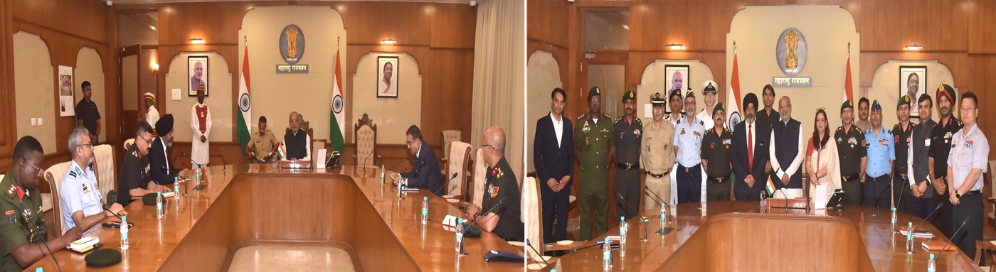17.03.2025:  नॅशनल डिफेन्स कॉलेज नवी दिल्ली येथील वरिष्ठ अधिकाऱ्यांच्या एका शिष्टमंडळाने घेतली राज्यपालांची भेट