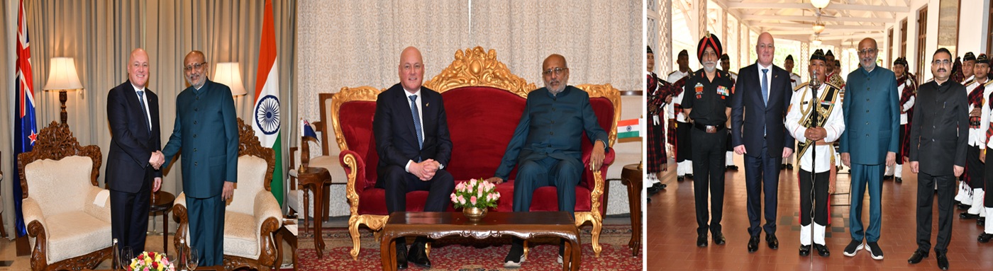 19.03.2025:  Governor welcomes NZ PM Christopher Luxon at Raj Bhavan