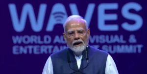 01.05.2025: Prime Minister of India Narendra Modi addressed the WAVE Summit India in Mumbai. The Summit highlights India's creative strengths on a global platform. Maharashtra Governor C.P Radhakrishnan, Chief Minister Devendra Fadnavis, Union Minister Ashwini Vaishnaw, Dy CMs Eknath Shinde and Ajit Pawar, captains of film and entertainment industry and representatives of various nations were present on the occasion.
