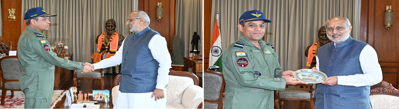 18.06.2025: Air Marshal Nagesh Kapoor, PVSM, AVSM, VM, Air Officer Commanding-in-Chief South Western Air Command called on the Governor of Maharashtra C. P. Radhakrishnan at Raj Bhavan, Mumbai.