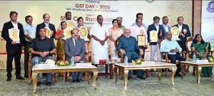 01.07.2025: Maharashtra Governor C.P. Radhakrishnan presided over the GST Day Celebration organised by the Central Goods and Services Tax Department in Coimbatore. On the occasion, the Governor felicitated the top taxpayers of the Coimbatore Central GST Commissionerate in recognition of their valuable contribution to the nation’s economic development. The Governor also honored officers of the GST Department in recognition of their meritorious and dedicated service. The event was graced by Shri Dinesh P. Pangarkar, Principal Commissioner of GST and Central Excise, Coimbatore; Shri D. Rajesh Kumar, Joint Managing Director of M/s Salzer Electronics Ltd. and Chairman, Confederation of Indian Industry (CII), Coimbatore; Shri R. Sundar, Managing Trustee, SNR Sons Charitable Trust and Sri Ramakrishna Educational Institutions and Hospitals, Coimbatore; and Smt. Jayabalasundari, Commissioner of GST and Central Excise (Appeals), Coimbatore, along with other distinguished guests and invitees.