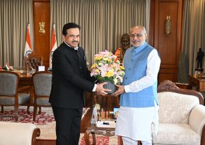 The newly appointed State Chief Secretary Rajesh Kumar meets Governor