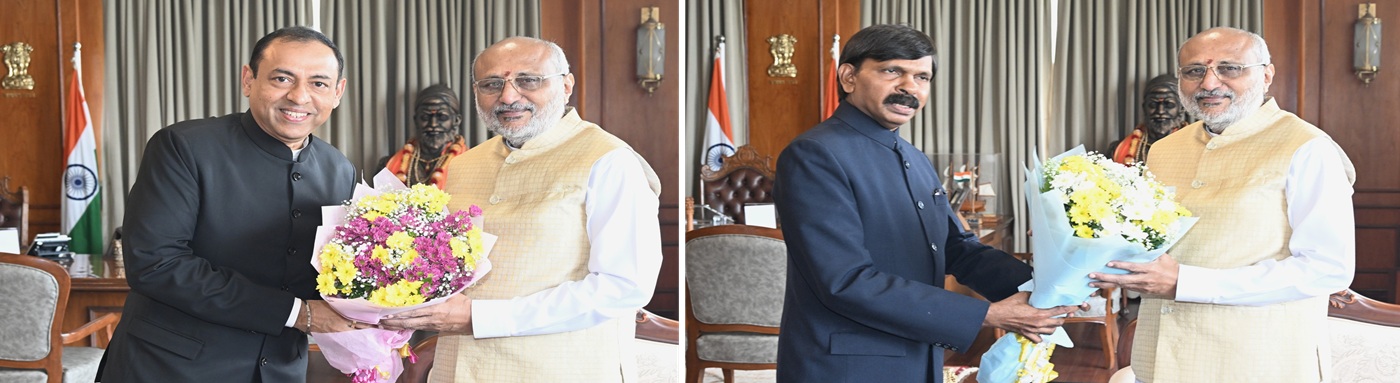 16.07.2025:   The Members of Maharashtra Public Service Commission Rajiv Nivatkar, IAS (retd.) and Mahendra Warbhuvan, IAS (retd.) called on Maharashtra Governor C. P. Radhakrishnan at Raj Bhavan, Mumbai. This was a courtesy call.