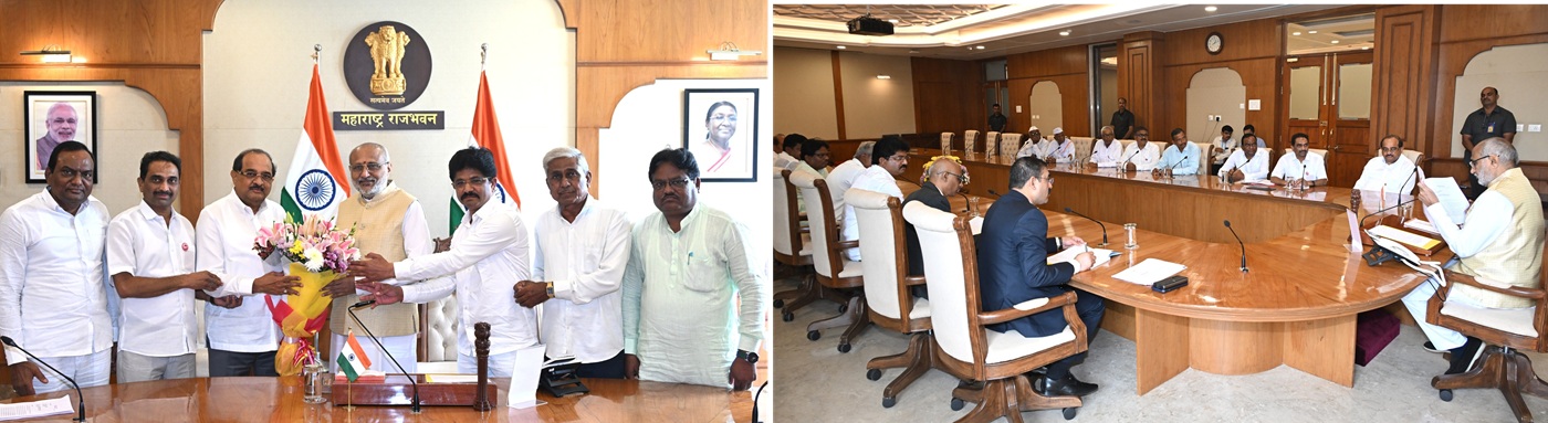 16.07.2025: Minister of Water Resources Radhakrishna Vikhe Patil leads farmer delegation in meeting with Governor