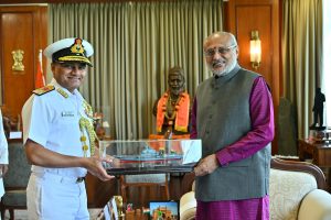 10.10.2025: Vice Admiral Krishna Swaminathan, AVSM, VSM, Flag Officer Commanding-in-Chief, Western Naval Command called on the Governor of Maharashtra Acharya Devvrat at Raj Bhavan, Mumbai. This was a courtesy call.