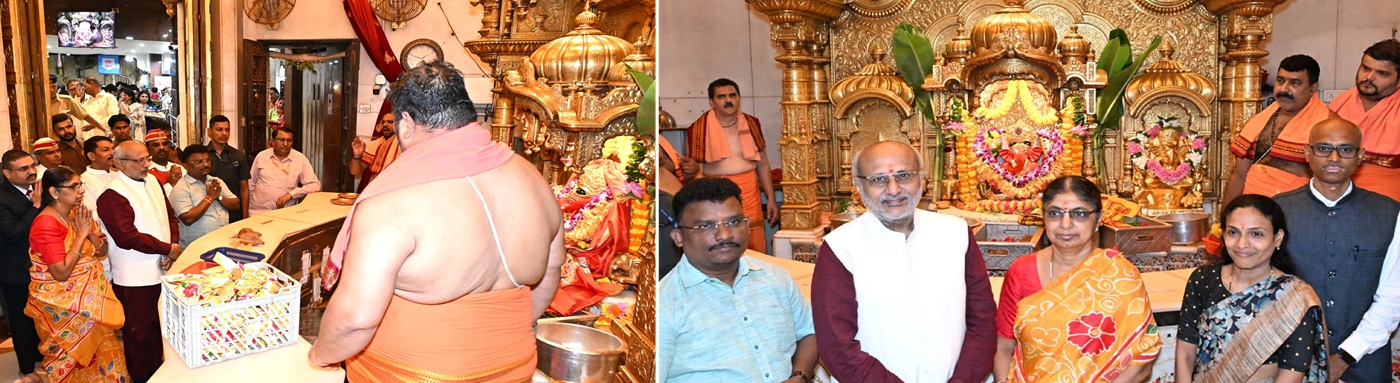 Governor takes darshan of Sri Siddhivinayak at the Siddhivinayak Temple in Mumbai