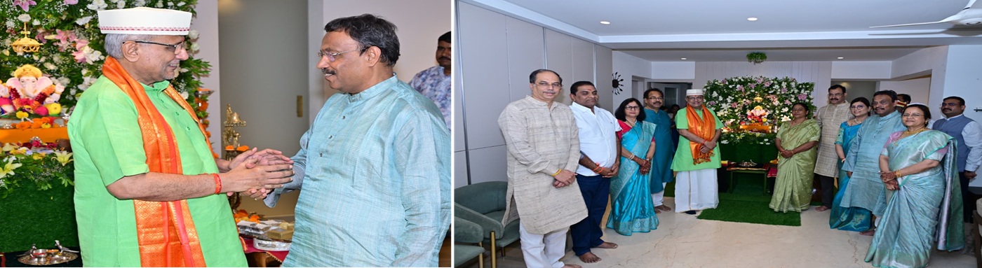 Governor visits Ganpati at the residence of Vinod Tawde