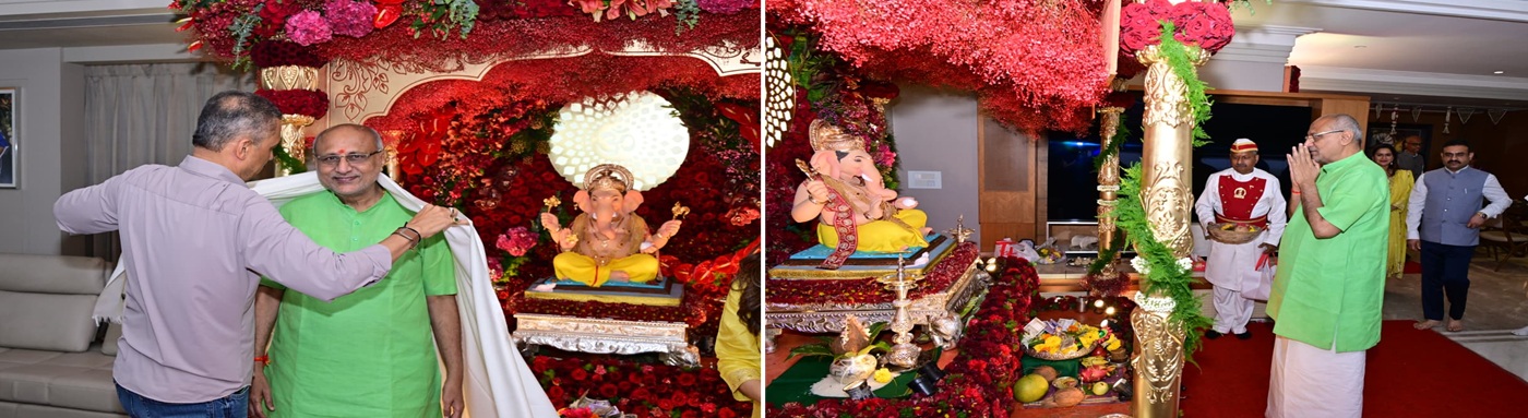 Governor visits Ganpati at the residence of Milind Narvekar