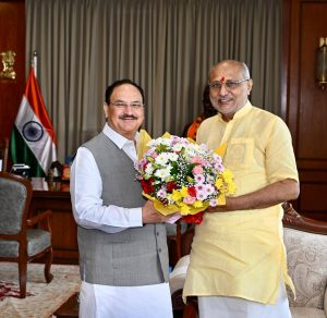 Union Minister for Chemicals and Petrochemicals J. P. Nadda meets Governor