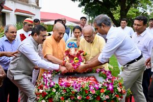 Governor's Eco-friendly Ganesh moorty immersed in artificial pond